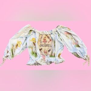 Handmade Vintage Upcycled 70’s Holly Hobbie Long Sleeve Puff Sleeve Peasant Top